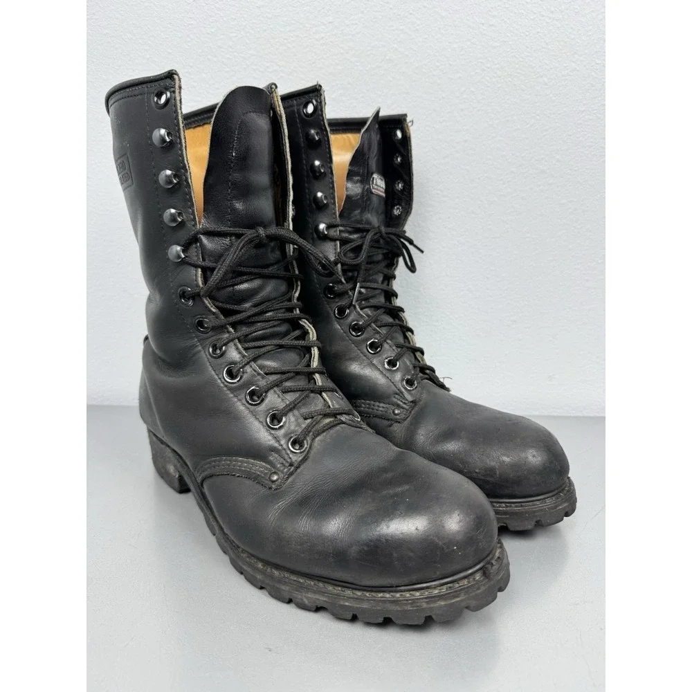 Vintage Carolina Logger Boots Mens 10.5 E Sub Zero Lineman Black Leather 90s